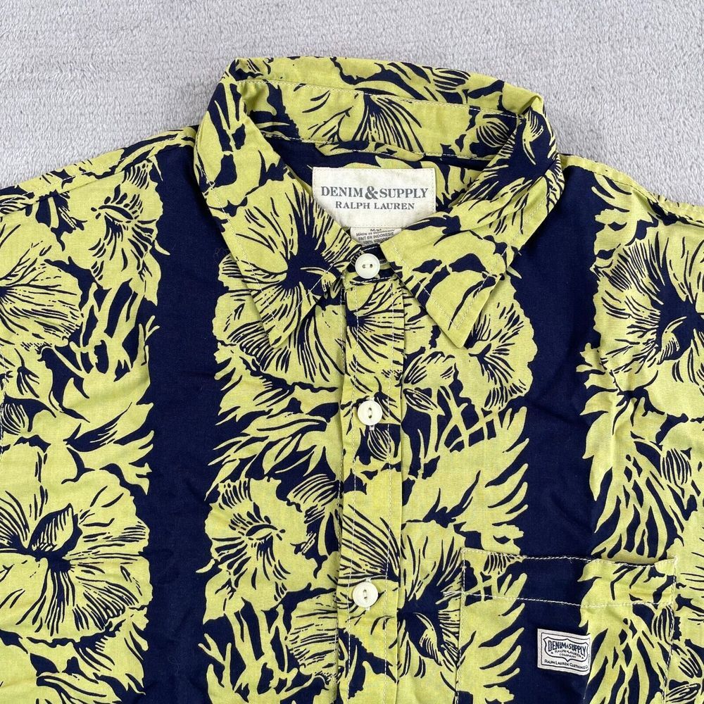 Denim & Supply Ralph Lauren Shirt Men Medium Multi Floral Hawaiian Short Sleeve